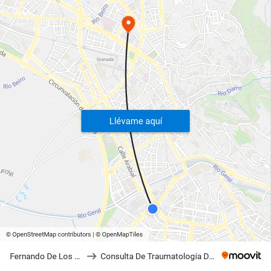 Fernando De Los Ríos - Av. Barcelona to Consulta De Traumatología Del Hospital Cliínico San Cecilio map