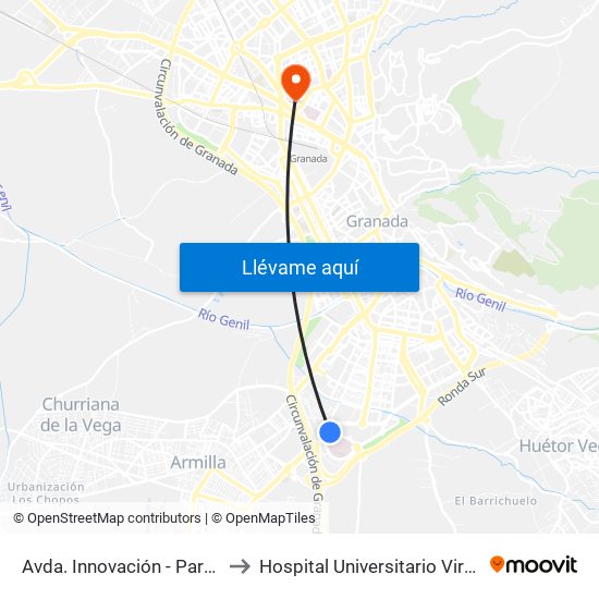 Avda. Innovación - Parque Tecnológico to Hospital Universitario Virgen de Las Nieves map