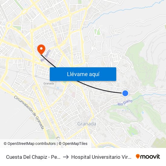Cuesta Del Chapiz - Peso De La Harina to Hospital Universitario Virgen de Las Nieves map