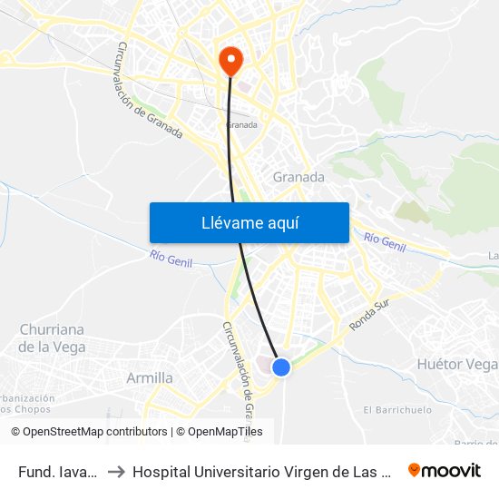 Fund. Iavante to Hospital Universitario Virgen de Las Nieves map