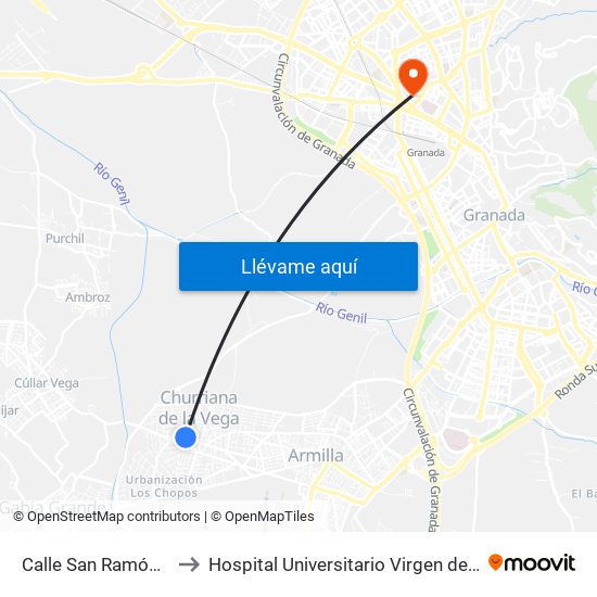 Calle San Ramón, 86-88 to Hospital Universitario Virgen de Las Nieves map