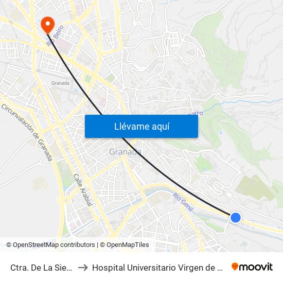 Ctra. De La Sierra 69 to Hospital Universitario Virgen de Las Nieves map