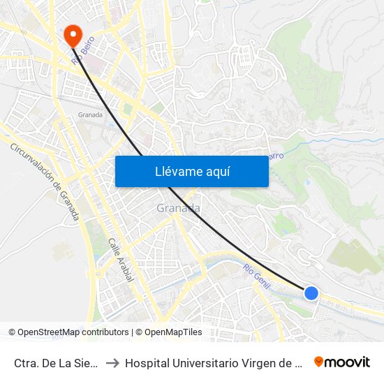 Ctra. De La Sierra 46 to Hospital Universitario Virgen de Las Nieves map