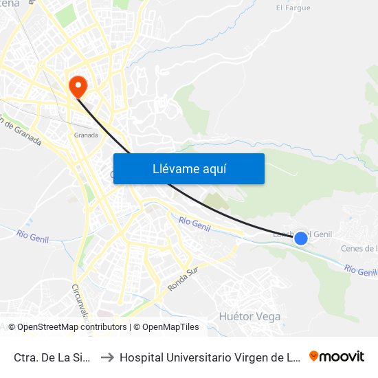 Ctra. De La Sierra 2 to Hospital Universitario Virgen de Las Nieves map