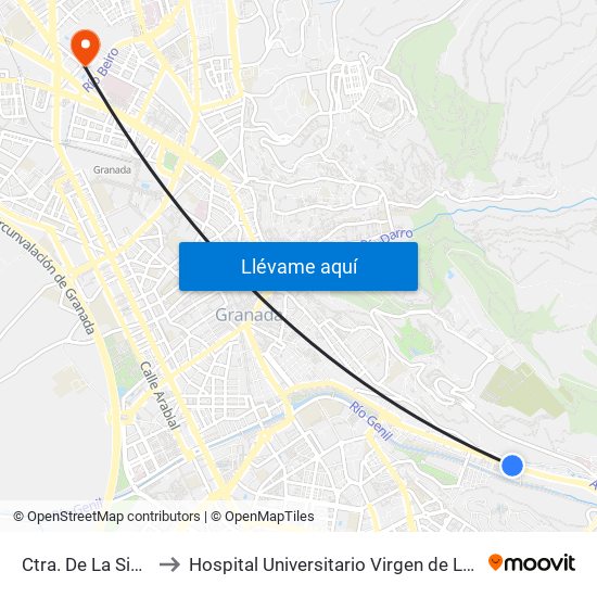 Ctra. De La Sierra 9 to Hospital Universitario Virgen de Las Nieves map