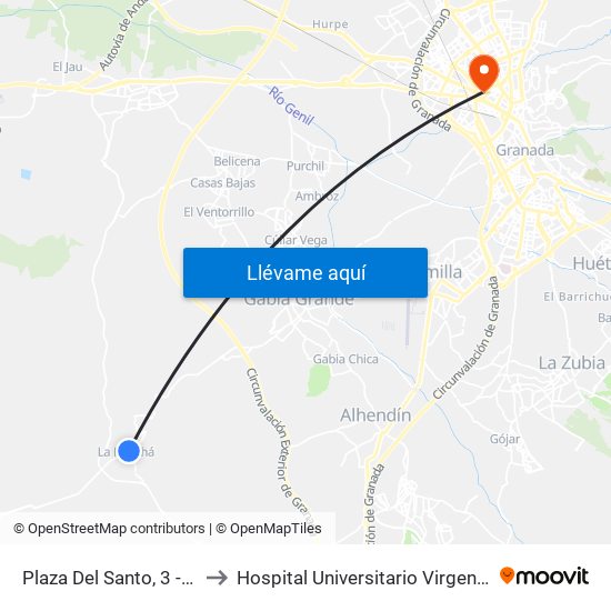 Plaza Del Santo, 3 - La Malahá to Hospital Universitario Virgen de Las Nieves map