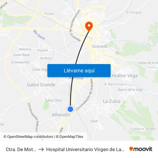Ctra. De Motril 2 to Hospital Universitario Virgen de Las Nieves map