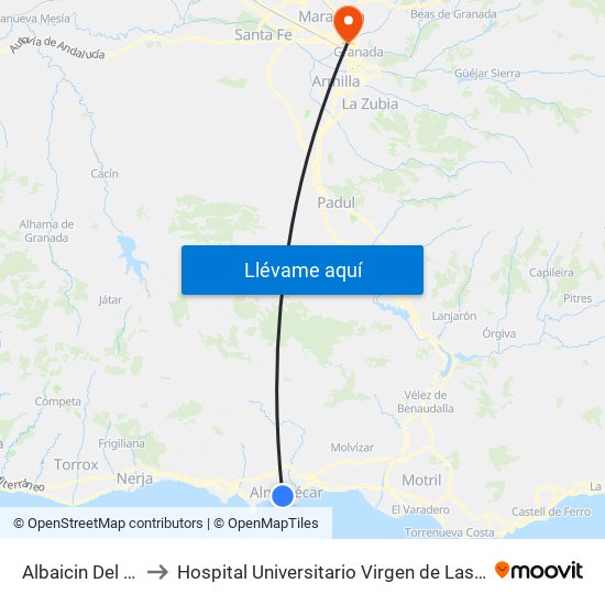 Albaicin Del Mar to Hospital Universitario Virgen de Las Nieves map