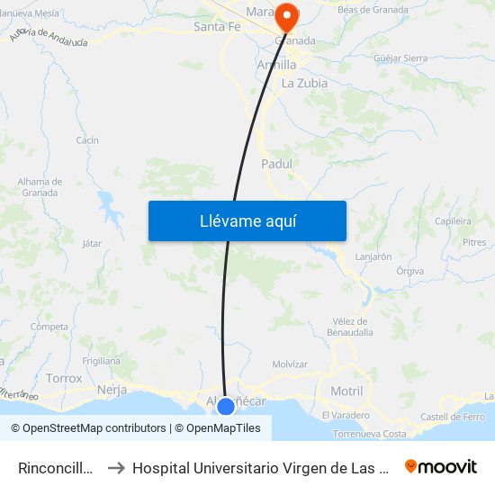 Rinconcillo Jr to Hospital Universitario Virgen de Las Nieves map