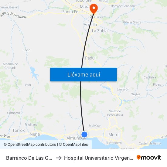 Barranco De Las Golondrinas to Hospital Universitario Virgen de Las Nieves map