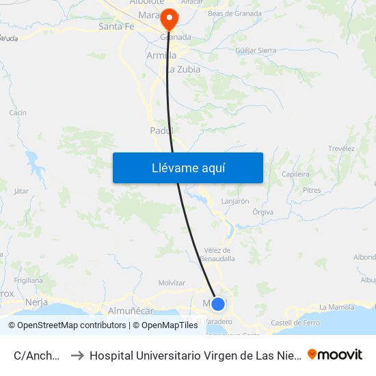 C/Ancha 2 to Hospital Universitario Virgen de Las Nieves map