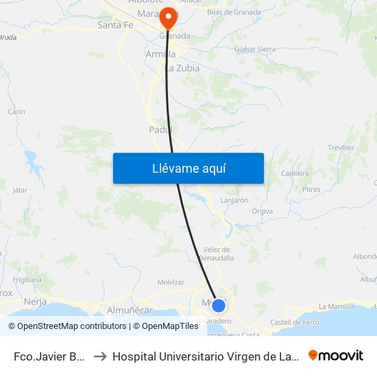 Fco.Javier Burgo to Hospital Universitario Virgen de Las Nieves map