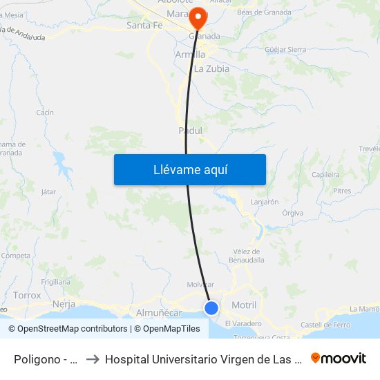 Poligono - Lidl to Hospital Universitario Virgen de Las Nieves map