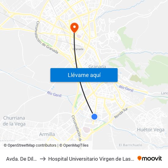 Avda. De Dílar 4 to Hospital Universitario Virgen de Las Nieves map
