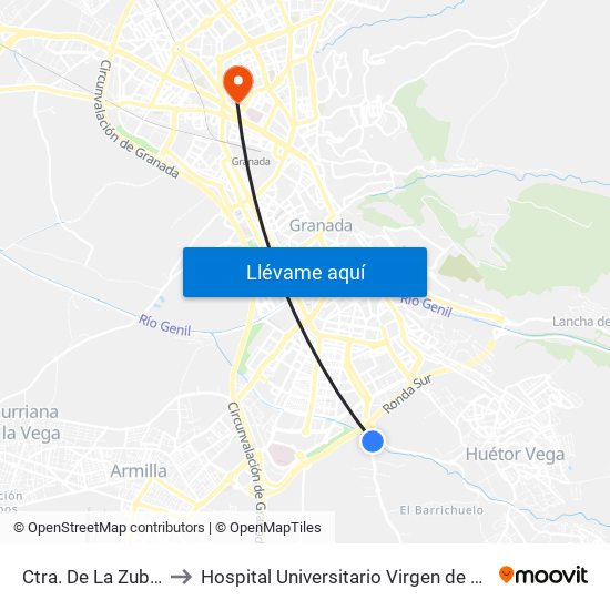 Ctra. De La Zubia 1 V to Hospital Universitario Virgen de Las Nieves map