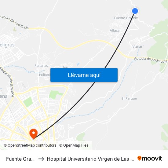 Fuente Grande to Hospital Universitario Virgen de Las Nieves map