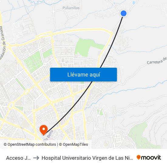 Acceso Jun to Hospital Universitario Virgen de Las Nieves map