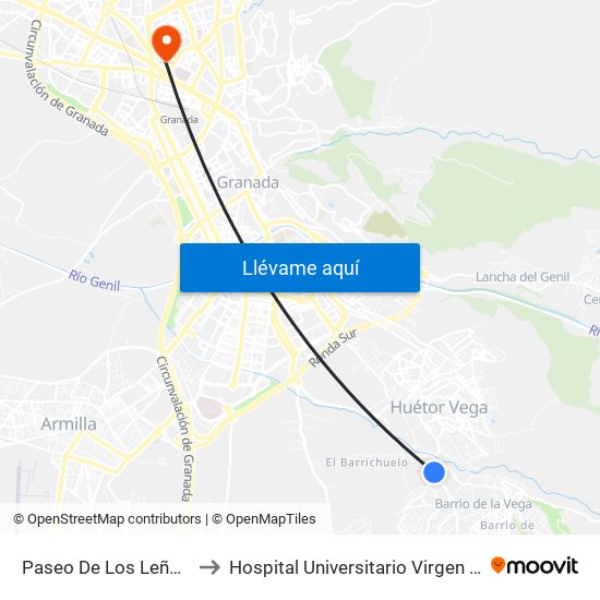 Paseo De Los Leñadores 1 V to Hospital Universitario Virgen de Las Nieves map