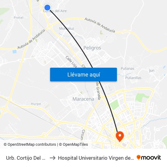 Urb. Cortijo Del Aire 2 V to Hospital Universitario Virgen de Las Nieves map
