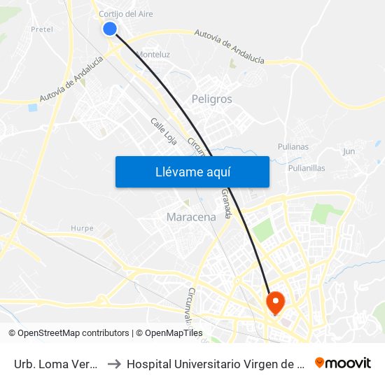 Urb. Loma Verde 2 V to Hospital Universitario Virgen de Las Nieves map