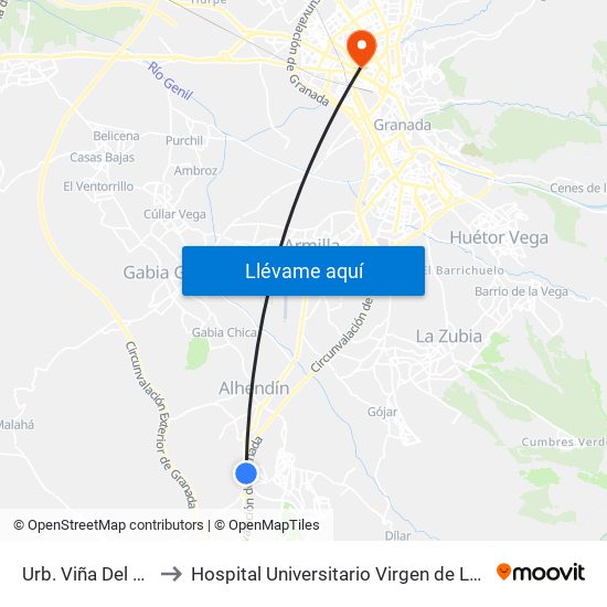 Urb. Viña Del Rey V to Hospital Universitario Virgen de Las Nieves map