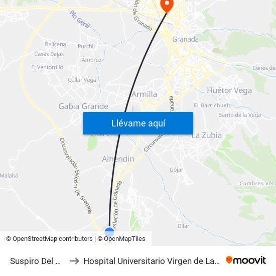 Suspiro Del Moro to Hospital Universitario Virgen de Las Nieves map