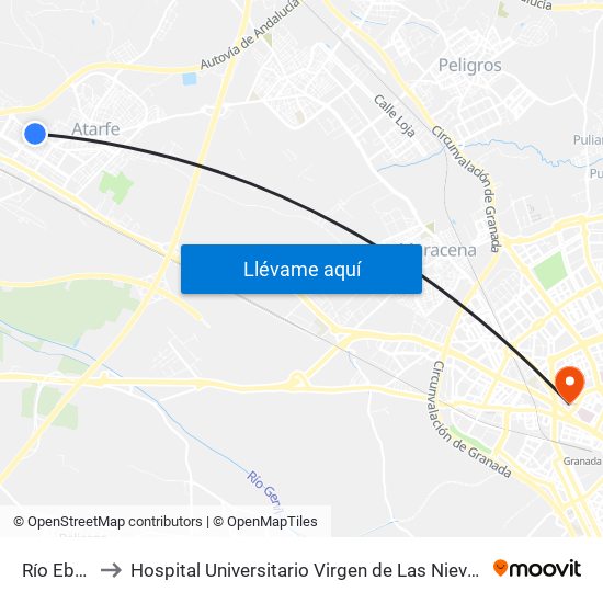 Río Ebro to Hospital Universitario Virgen de Las Nieves map