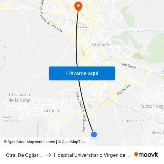 Ctra. De Ogijares 4 V to Hospital Universitario Virgen de Las Nieves map