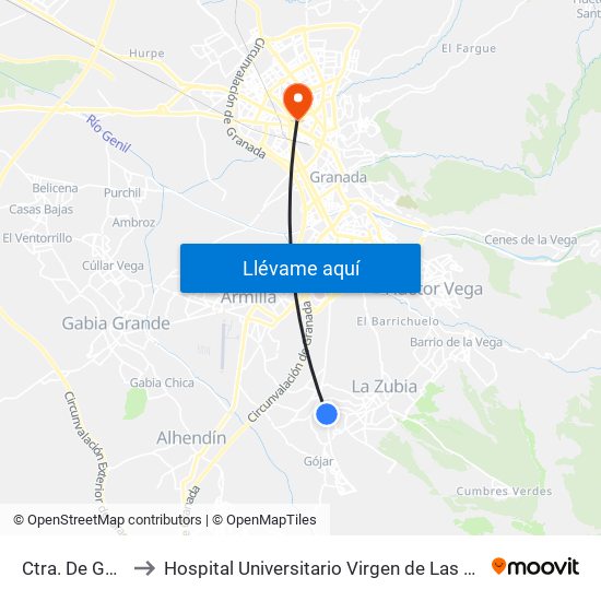 Ctra. De Gójar to Hospital Universitario Virgen de Las Nieves map