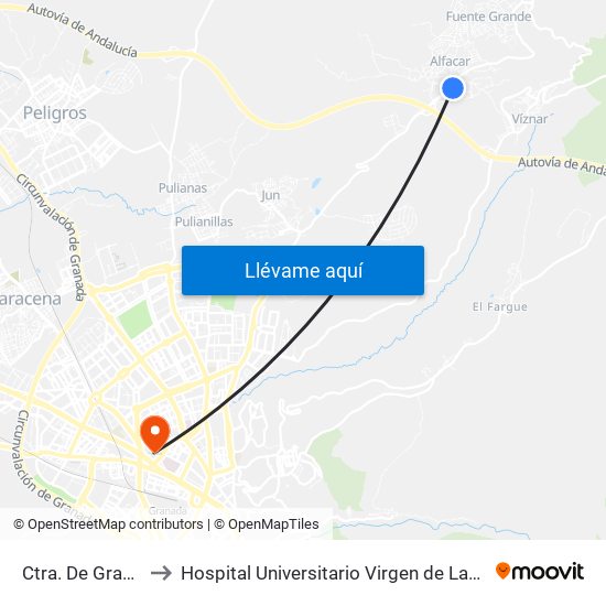 Ctra. De Granada to Hospital Universitario Virgen de Las Nieves map
