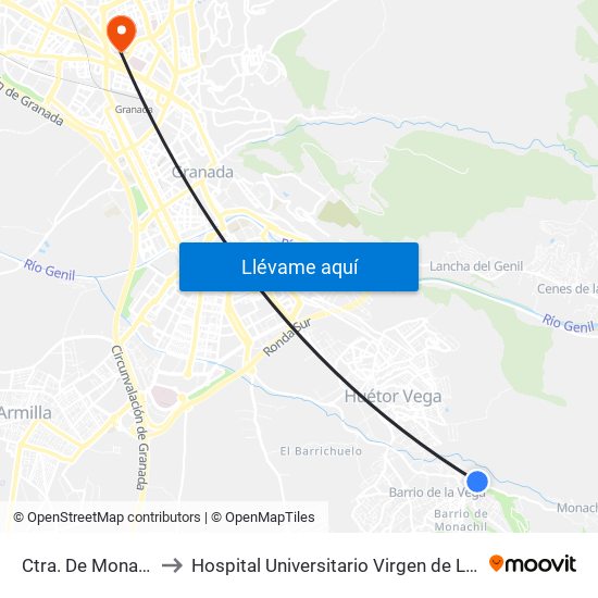 Ctra. De Monachil 6 to Hospital Universitario Virgen de Las Nieves map