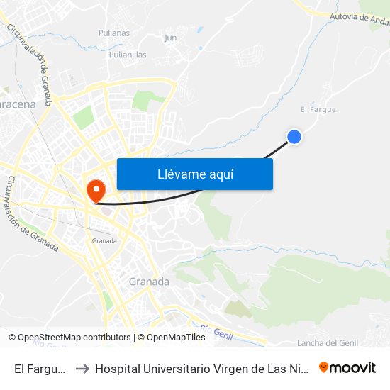 El Fargue 2 to Hospital Universitario Virgen de Las Nieves map