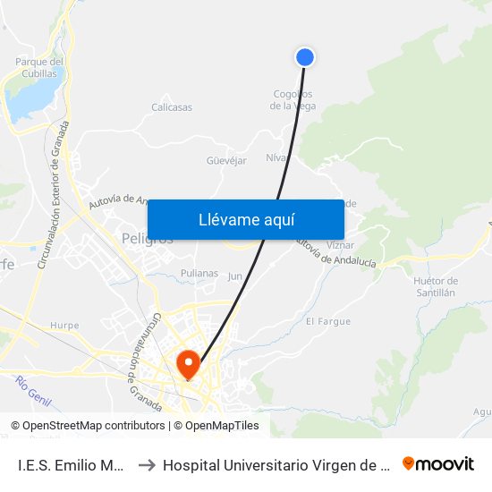 I.E.S. Emilio Muñoz V to Hospital Universitario Virgen de Las Nieves map