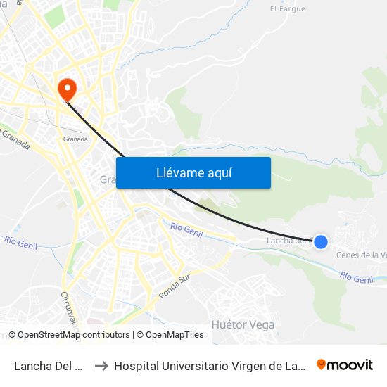 Lancha Del Genil to Hospital Universitario Virgen de Las Nieves map