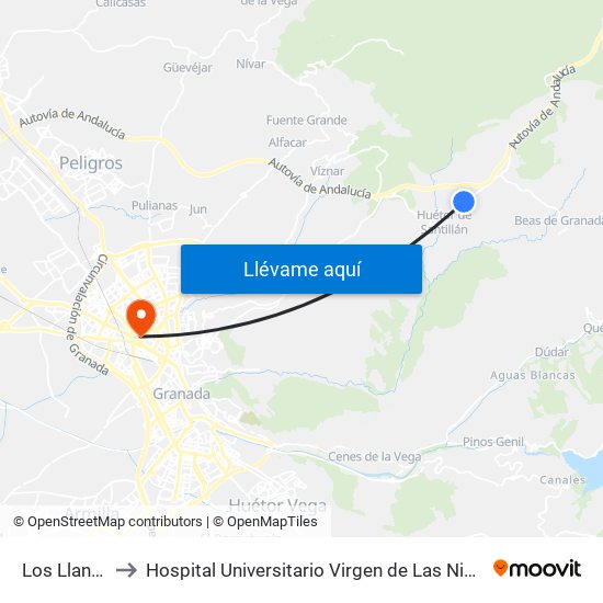 Los Llanos to Hospital Universitario Virgen de Las Nieves map