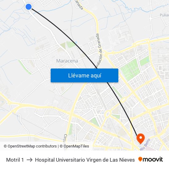 Motril 1 to Hospital Universitario Virgen de Las Nieves map