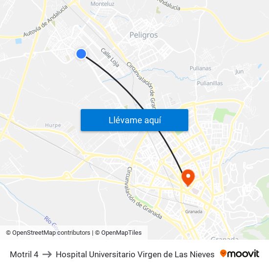 Motril 4 to Hospital Universitario Virgen de Las Nieves map