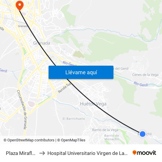 Plaza Miraflores to Hospital Universitario Virgen de Las Nieves map