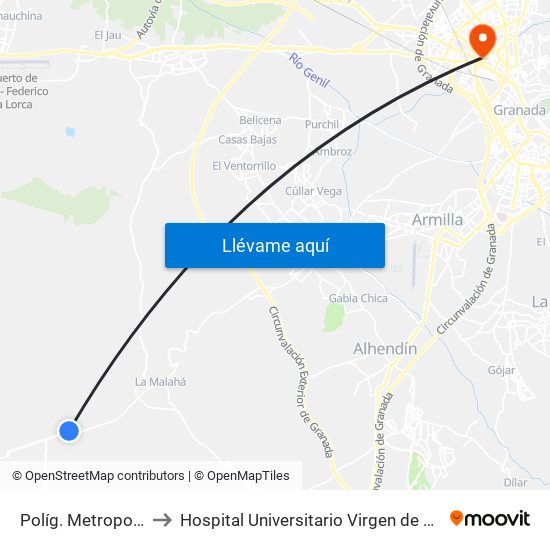 Políg. Metropolitano to Hospital Universitario Virgen de Las Nieves map