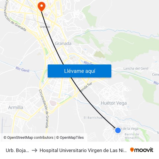 Urb. Bojaira to Hospital Universitario Virgen de Las Nieves map