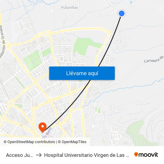 Acceso Jun V to Hospital Universitario Virgen de Las Nieves map