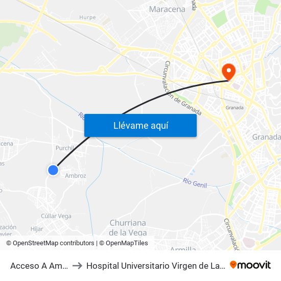 Acceso A Ambroz to Hospital Universitario Virgen de Las Nieves map
