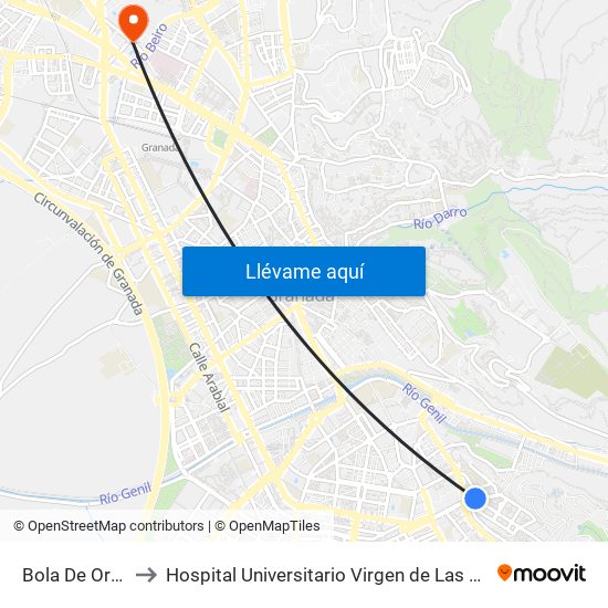 Bola De Oro V to Hospital Universitario Virgen de Las Nieves map