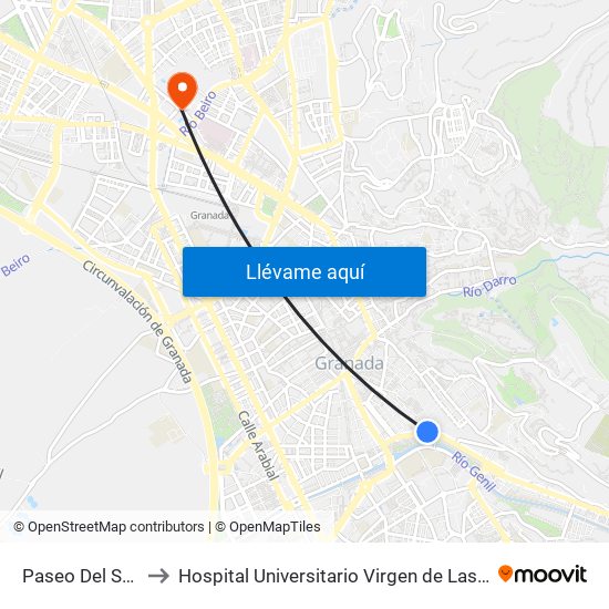 Paseo Del Salón to Hospital Universitario Virgen de Las Nieves map
