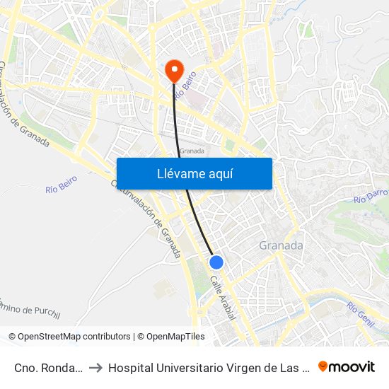 Cno. Ronda 87 to Hospital Universitario Virgen de Las Nieves map