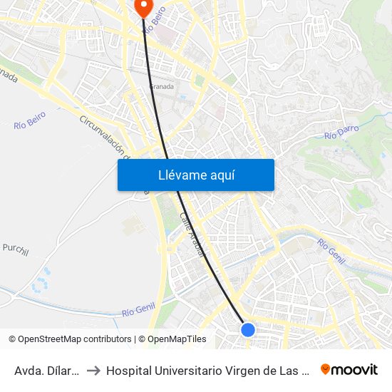 Avda. Dílar 14 to Hospital Universitario Virgen de Las Nieves map