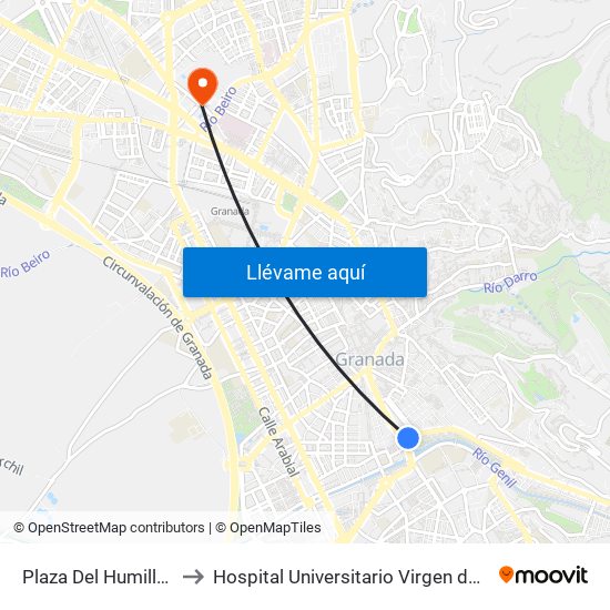 Plaza Del Humilladero 1 to Hospital Universitario Virgen de Las Nieves map