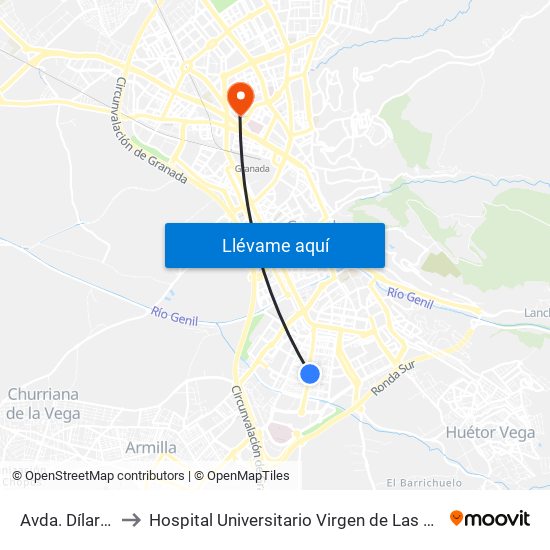 Avda. Dílar 89 to Hospital Universitario Virgen de Las Nieves map