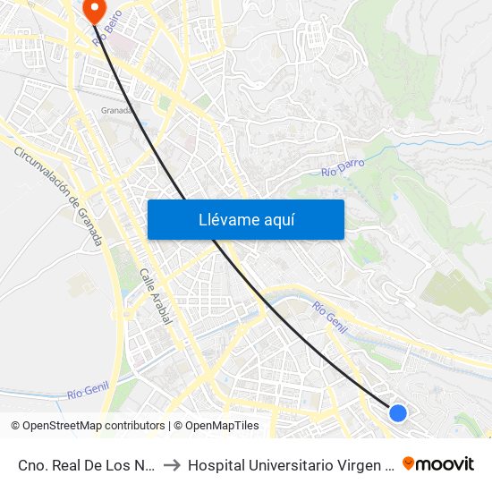 Cno. Real De Los Neveros 28 to Hospital Universitario Virgen de Las Nieves map