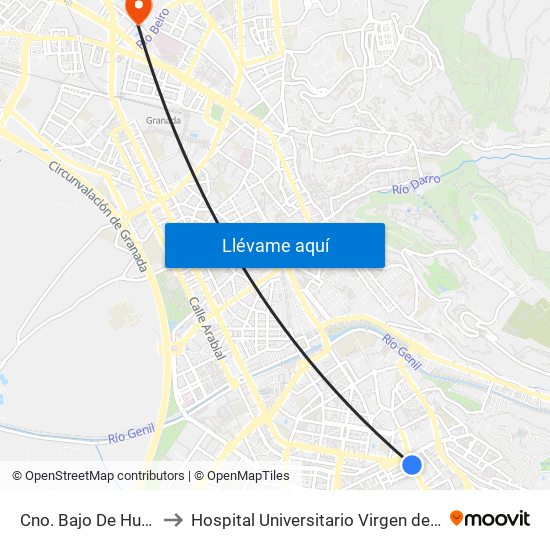 Cno. Bajo De Huétor 49 to Hospital Universitario Virgen de Las Nieves map